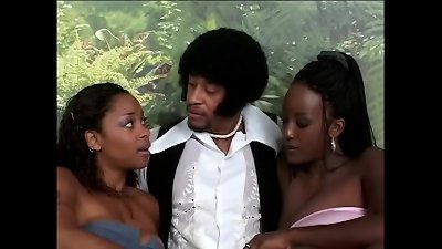 women stud has his hard-on deep-throated by two eager bi-otches in bed