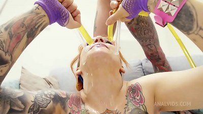 first screwable for Natasha Ink 4 ON one dp DAP screwable extreme peeing dirty stiff hookup group sex permit with fruits and juices drizzle PAF008