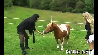 horny domme ties up her serf and gives him a hand job