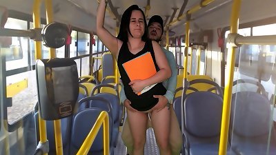 college girl gets torn up on the bus in public!
