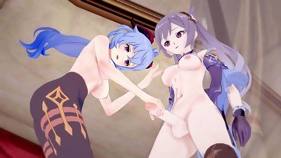 Genshin influence - Ganyu gets creampied by futanari Keqing